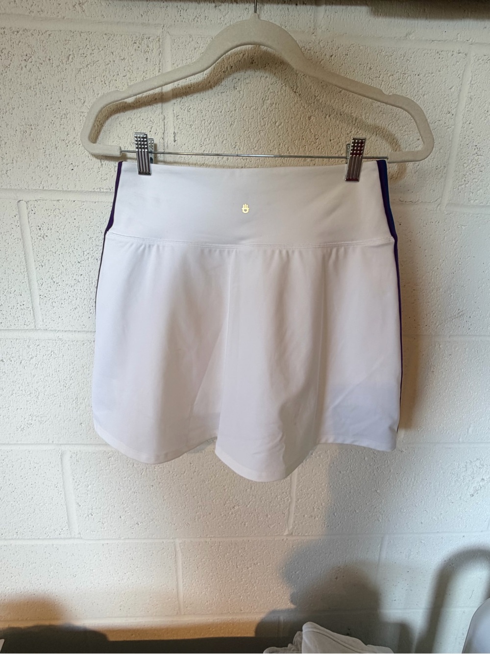 Spiritual Gangster White Athletic Skort with Raimbow Trim - Women Tennis Skirt